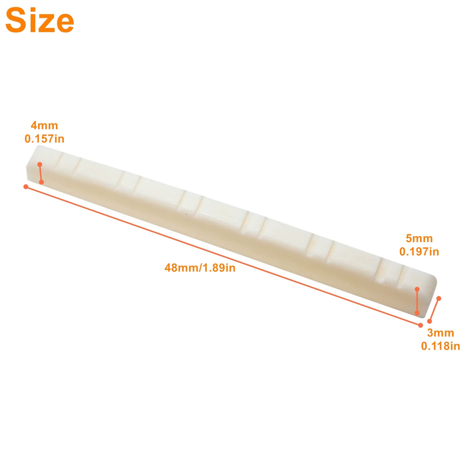 Miwayer 12 String Electric Guitar Bone Nut Flat Bottom Pre Slotted Made Of Real Bone (48 X 3 X 5Mm 1 Pack)