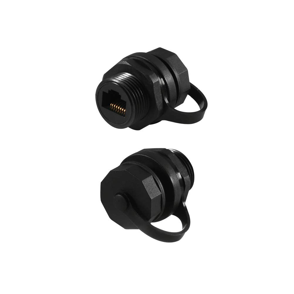 Umlife 2Pcs Rj45 Ethernet Lan Cable Connector Cat6 Shielded Industrial Panel Mount Bulkhead Feed Thru Coupler With Waterproof Ip67 Dustproof Cap Outdoor Industrial Standard