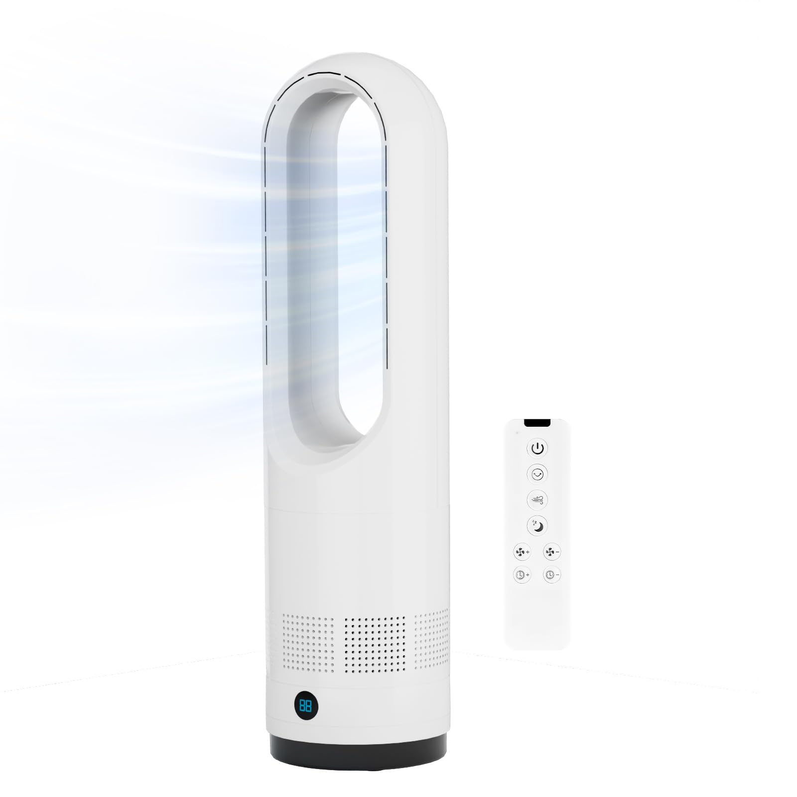 Faryuan Bladeless Fan,22Inch Cooling Tower Fan 80 Oscillating with Remote, 9H Timer, 8 Speeds, Portable Quiet Cooling Fan for In