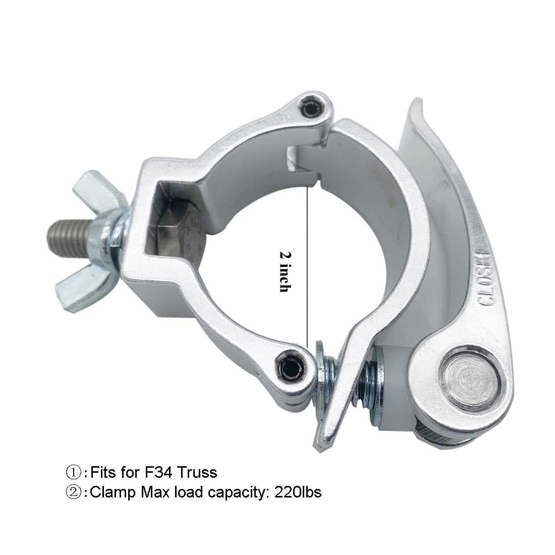 Quick Release Stage Light Clamps Fit 2 Inch Od Truss Pipe Heavy Duty 220 Lbs Aluminum Alloy For Moving Head Light Par Lighting S