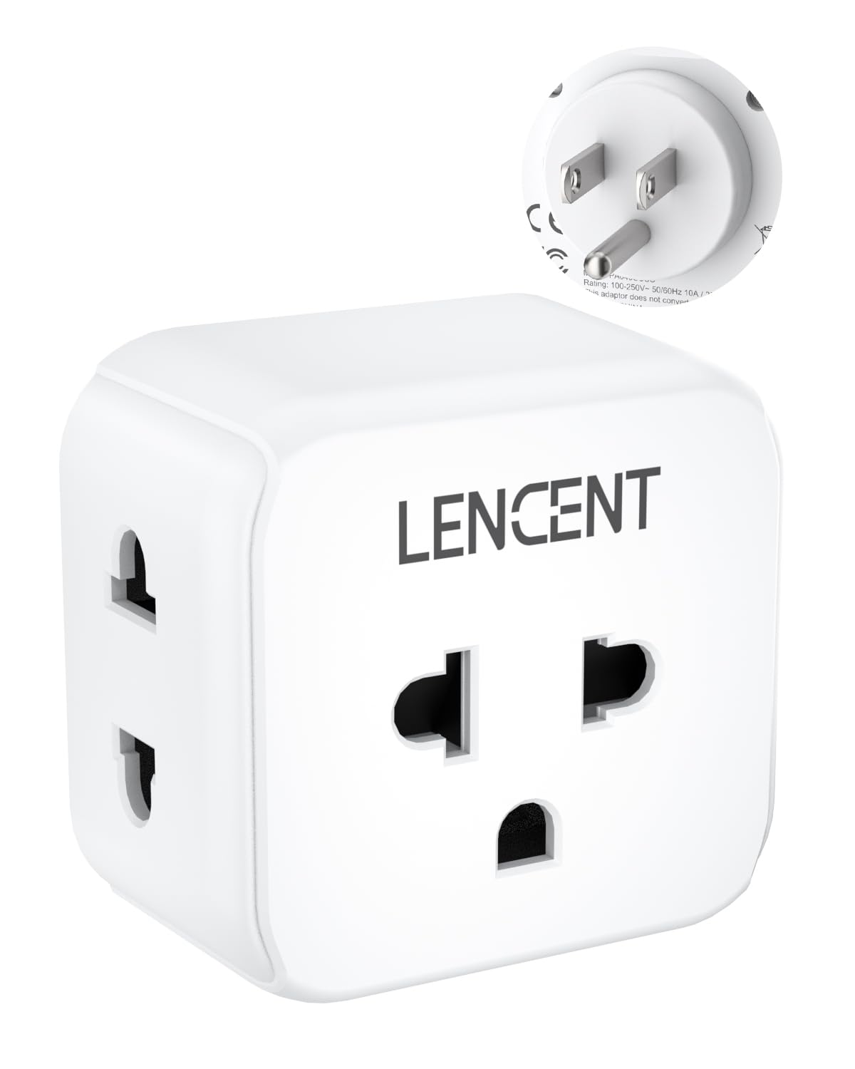 Lencent Eu To Us Plug Adapter, European To Usa Outlet Adaptor, Travel From Europe To American Outlet, 3 Sided Outlet Extender, W