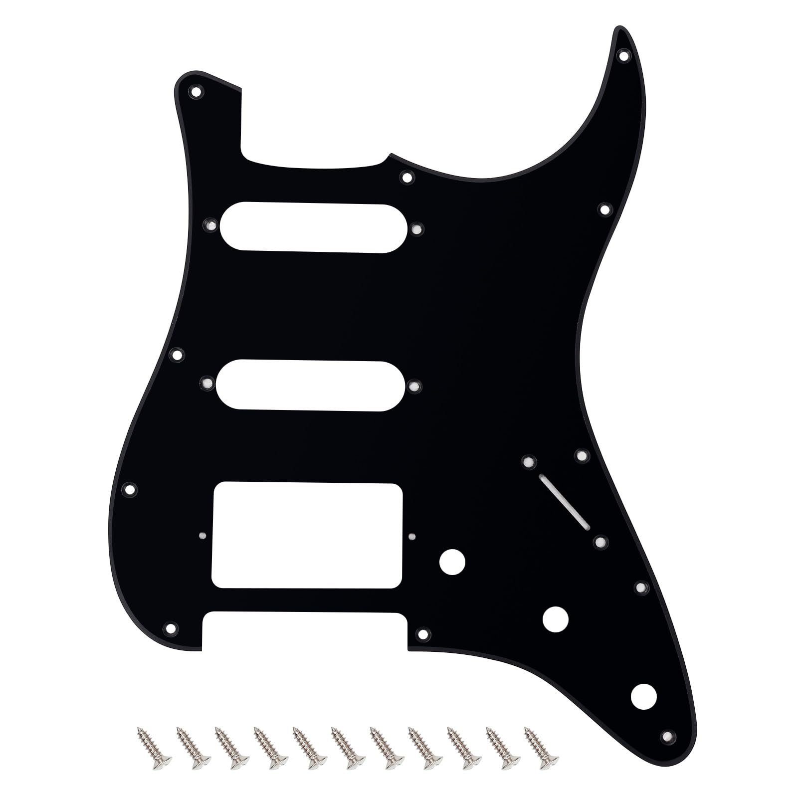 Banworks 1 Ply Strat HSS Pickguard 11-Hole Electric Guitar Pickguard SSH Scratch Plate for USA/Mexican Fender Modern Style Stand