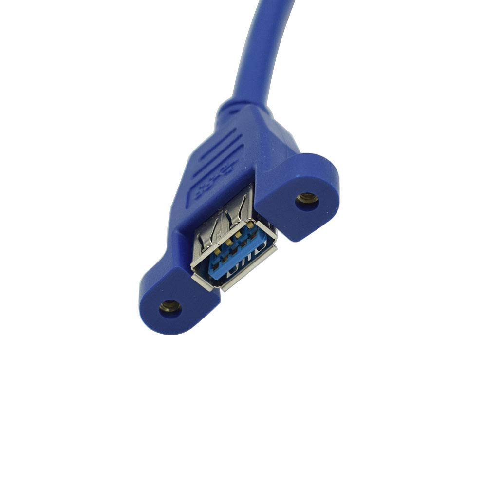 Hxchen 60Cm/2Ft Super Speed Usb 3.0 Type A Male To Female Extension Cable With Panel Mount And Screws Blue   (1 Pc)