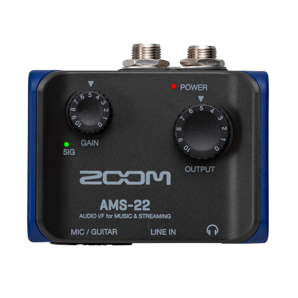 Zoom AMS-22 Audio Interface, 1 XLR/TRS input, Stereo Line Input, 2 Outputs, Loopback, Direct Monitoring, Bus-Powered, for Record