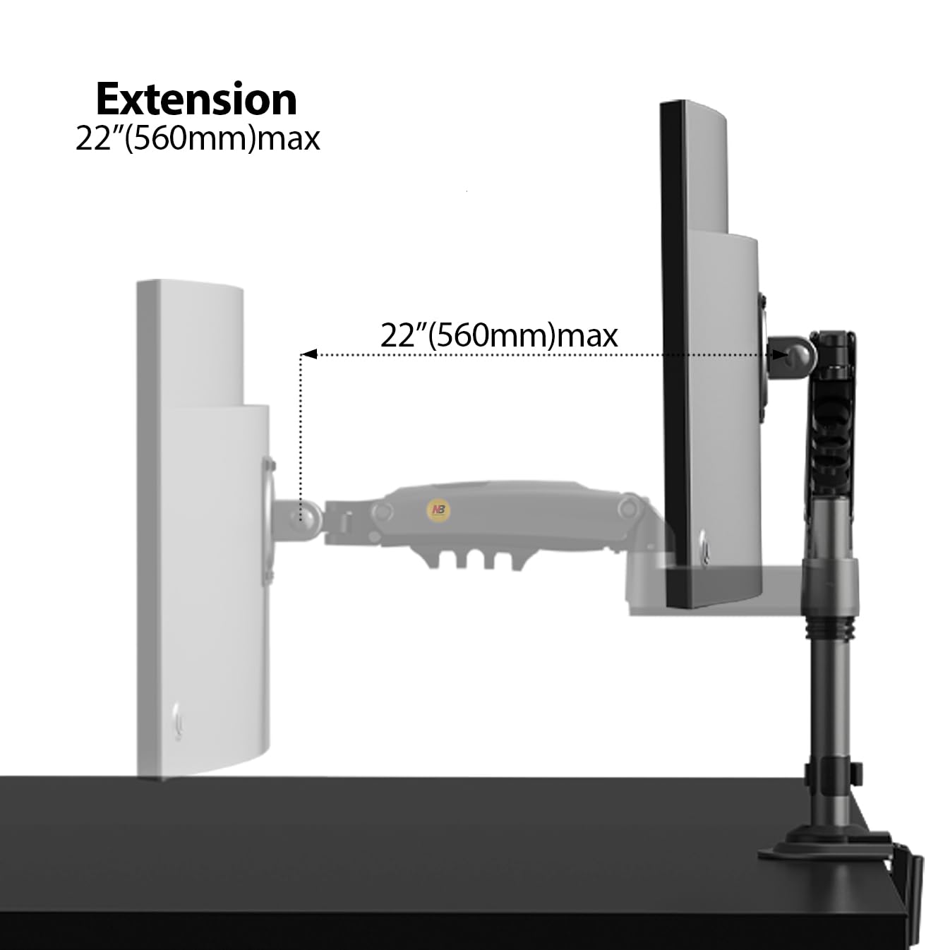 Nb North Bayou Monitor Desk Mount Long Arm For Monitors Within 4.4 To 19.8Lbs Ultra Wide Full Motion Swivel Height Adjustable Mo