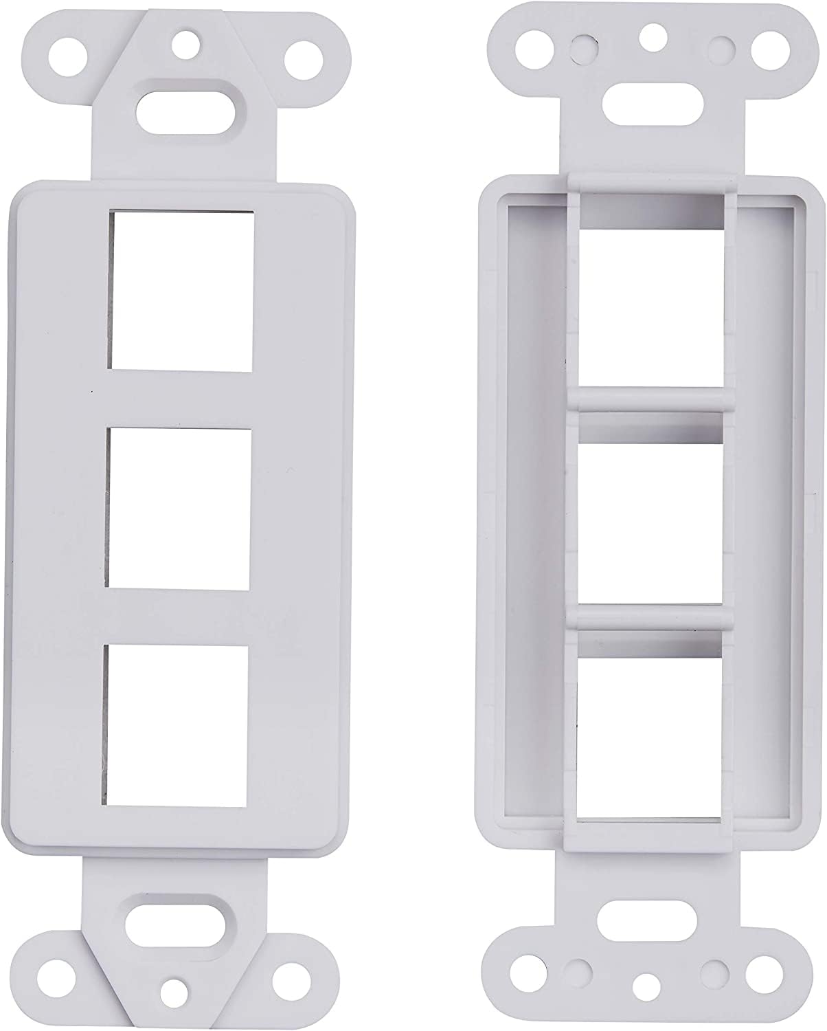 Decorative Wall Plate Keystone Insert, 2 Gang Jack White Wallplate 1/2/3/4 Port 10 Pack (3 Port)