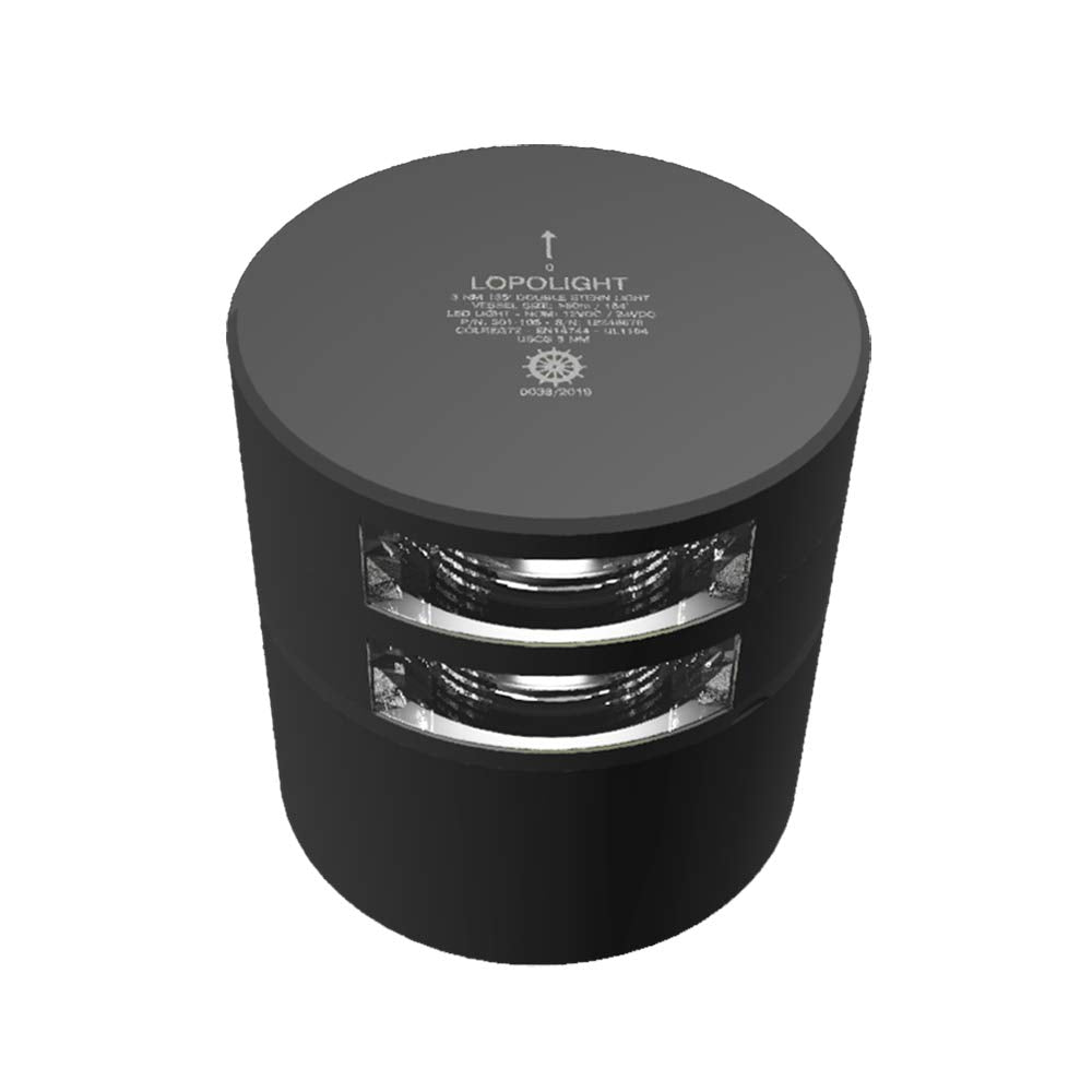 Lopolight Series 301-106 - Double Stacked Stern Light - 3Nm - Horizontal Mount - White - Black Housing,WBAUVB0D7543Y1P