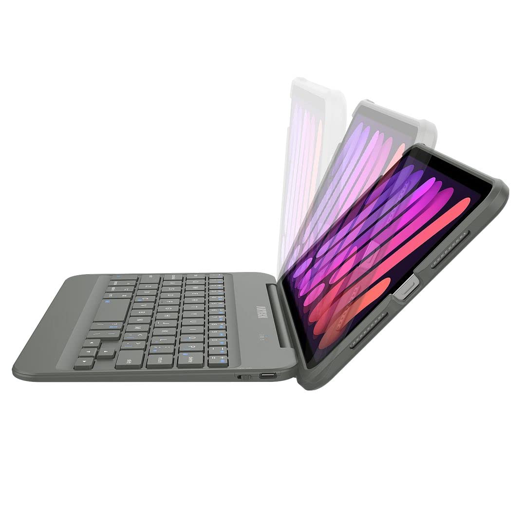 Arteck Bluetooth Keyboard Case For Ipad Mini 6, 8.3 Inch, With 130 Degree Swivel Rotating Stand, Shockproof Protection, Auto Sle
