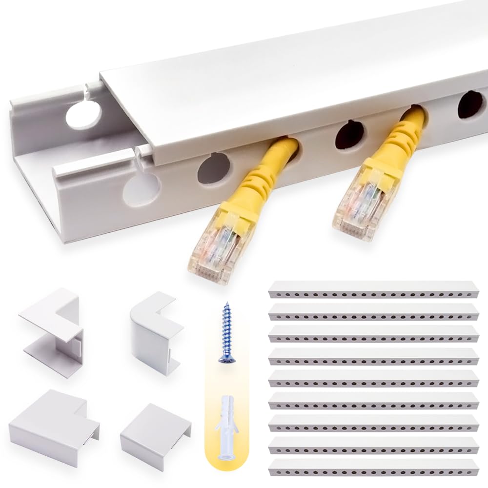 Rjykvs Cable Raceway Kit,139 Inch Open Slot Cable Management Kit With Upgraded Snap Structure,Under Desk Cord Organizer With Cab