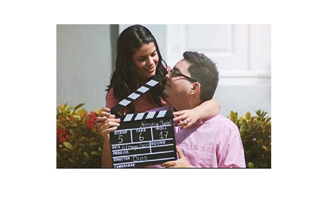 Zmgmsmh Wooden Clapboard Director Film Movie Cut Action Scene Slateboard Clapper Board Slate (Small Black)