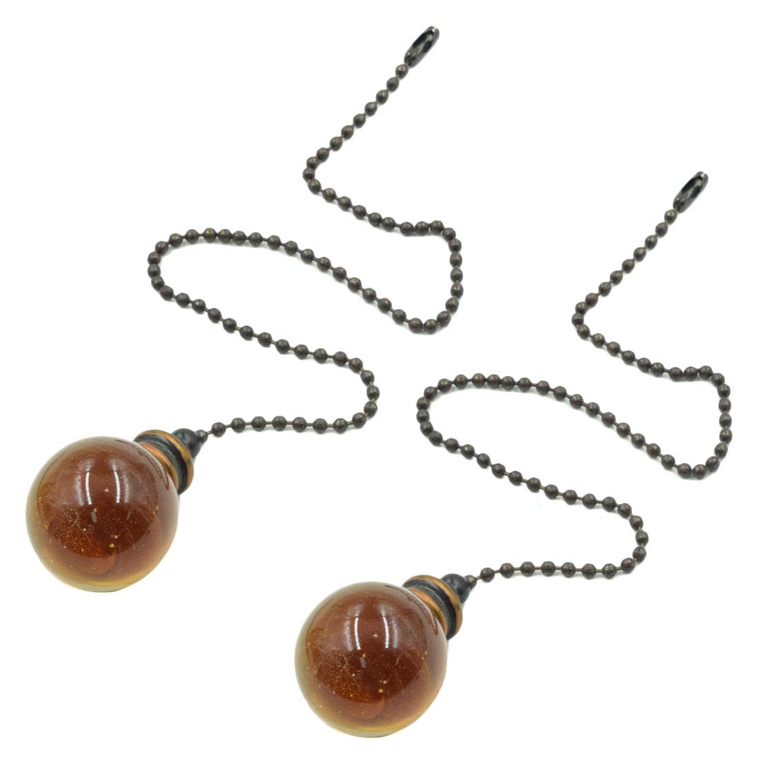 Hxchen 2Pcs 305Mm/12 Bronze Pull Chain Amber Ball Pendant For Ceiling Fan