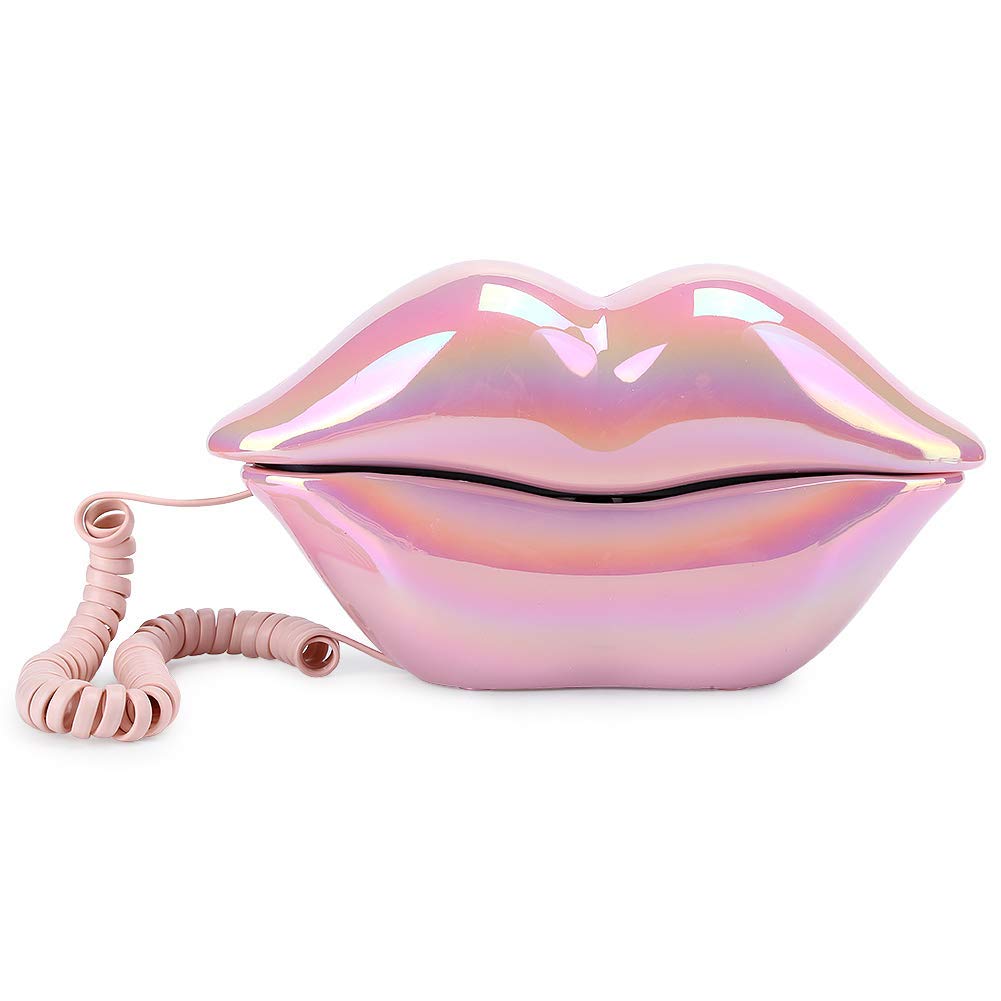 Lip Landline Phone, Electroplating Funny Lip Shape Telephone, Home Desktop Corded Fixed Telephone For Home Office Phones