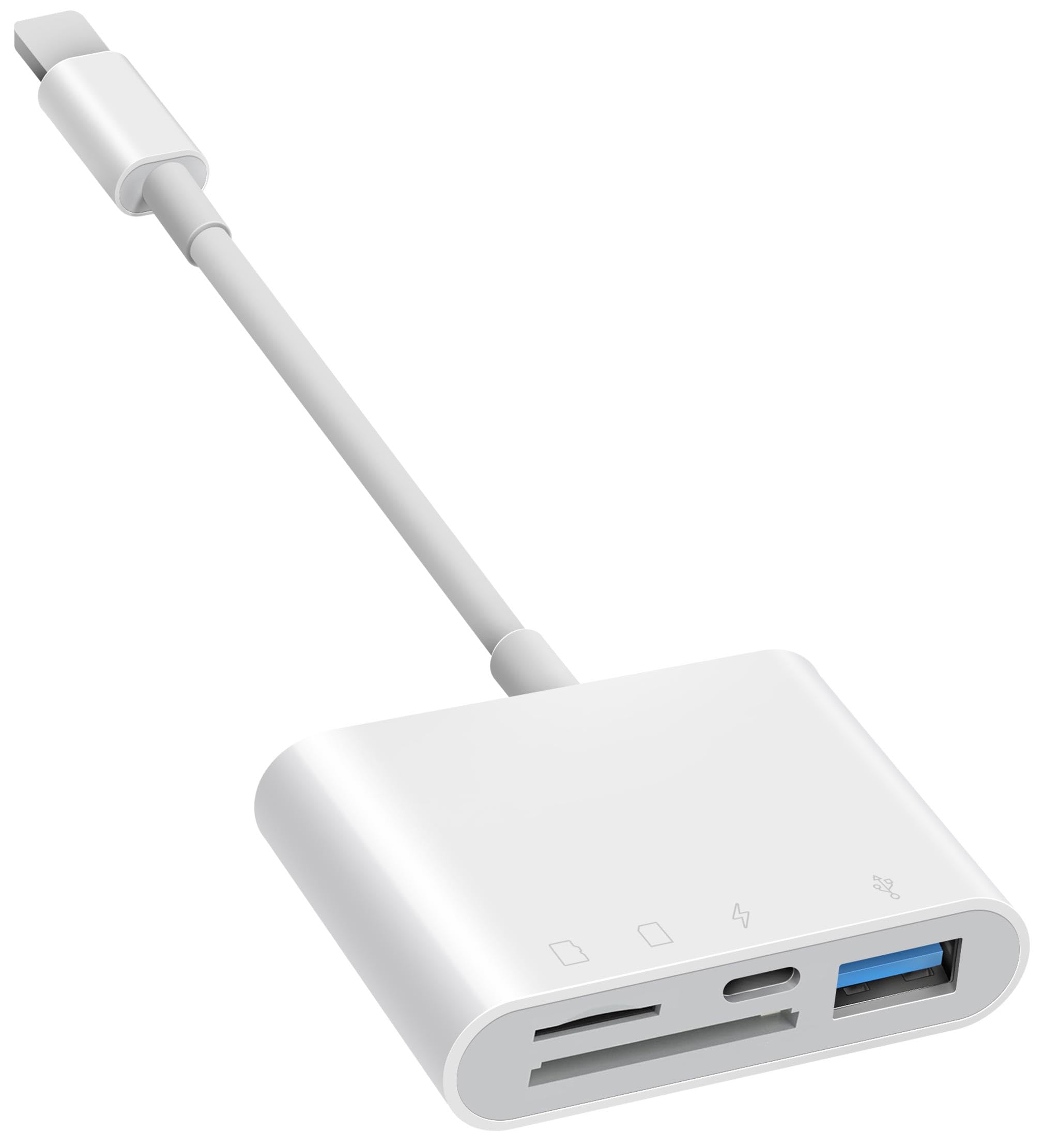 Sd Card Reader For Iphone Ipad, 4 In 1 Micro Sd/Sd Card Reader To Iphone Adapter, Sd Card Viewer With Tf/Sd Dual Slot, Portable Camera Memory Card Reader For Iphone With Charging Port, Plug And Play