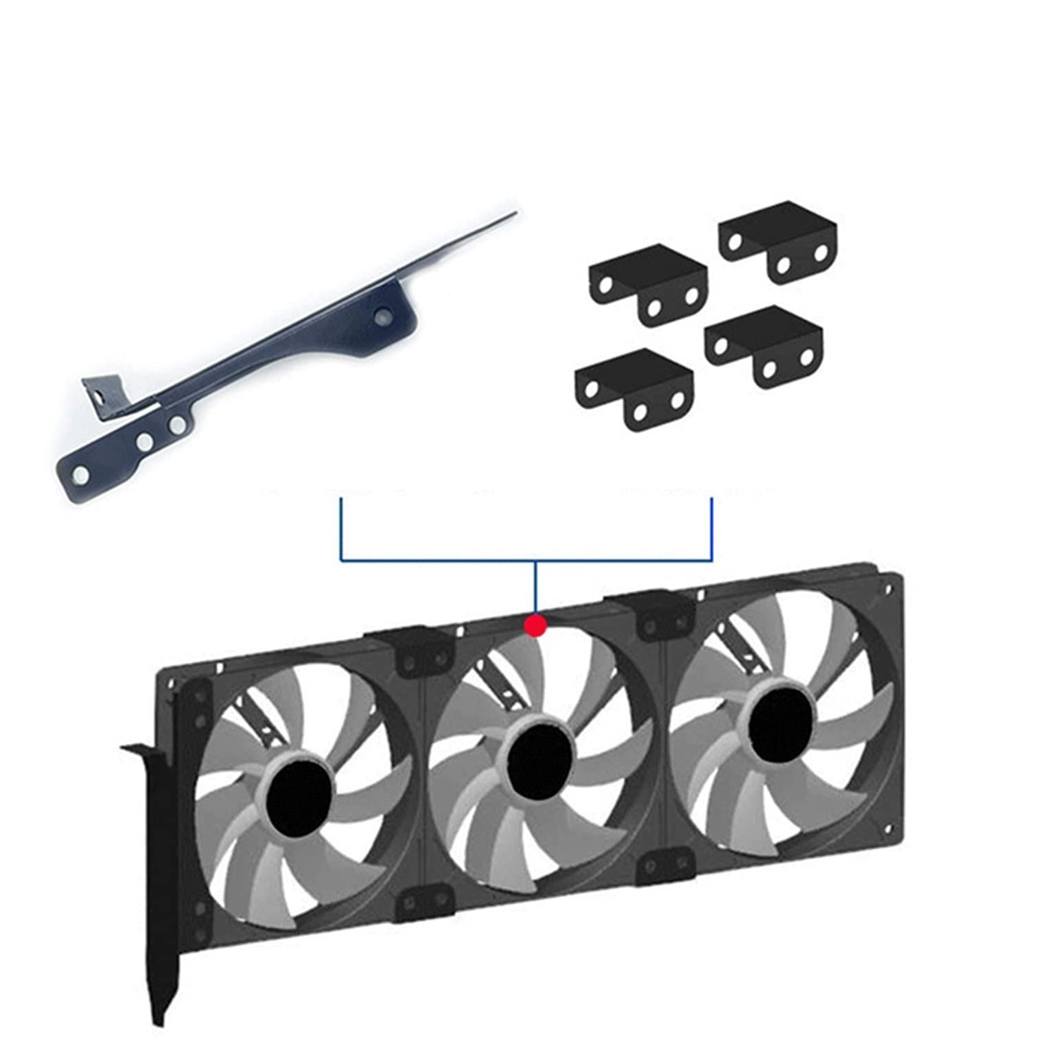 3 Fan Mount Rack Pci Slot Bracket+20 Screw+4 Connector For Video Gpu Card Cooler