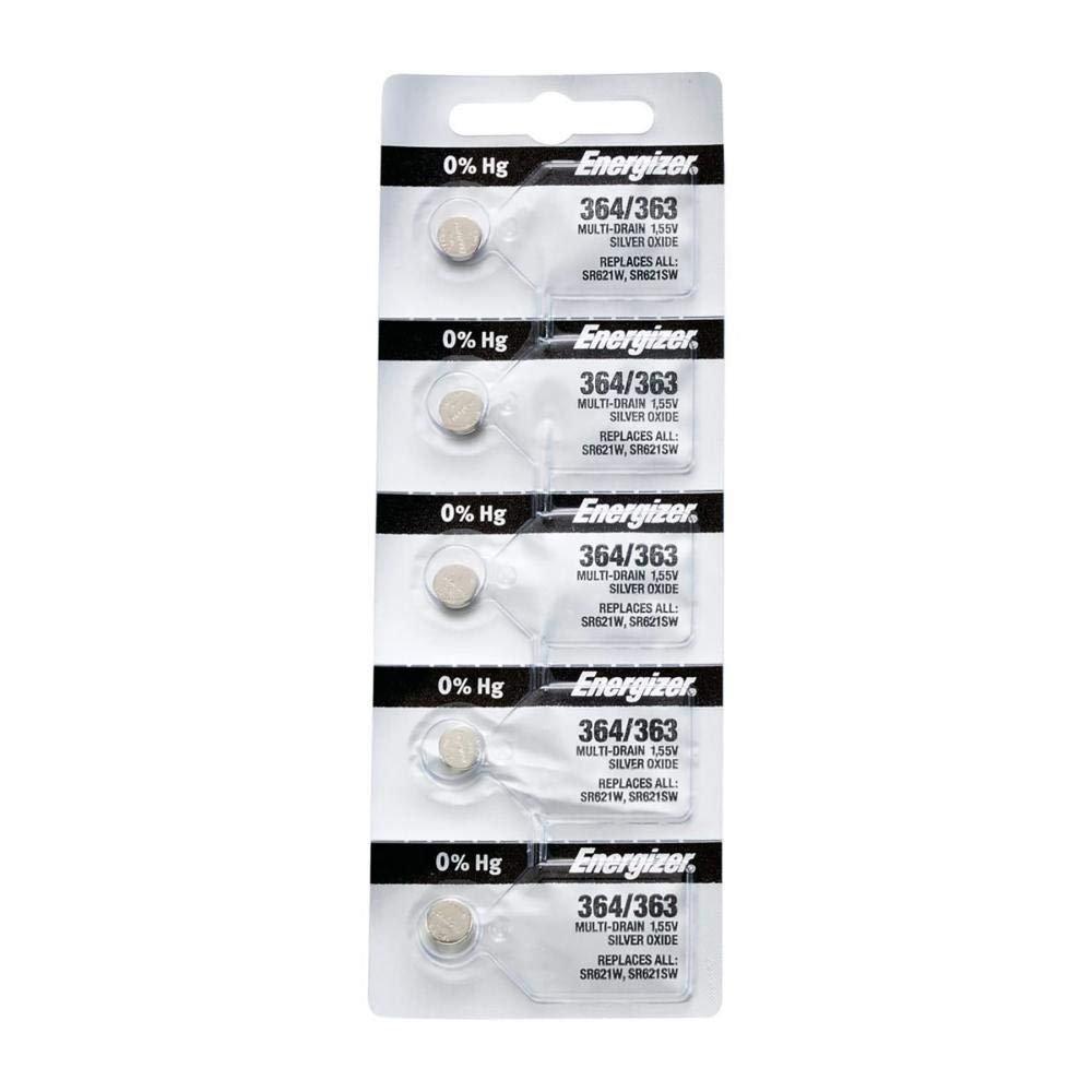Energizer 364 363 1.55V #364/363 Low Drain Battery (Sr621Sw) Pack Of 5 Batteries.