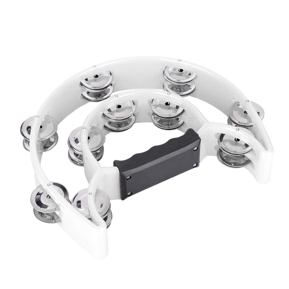 Children Tambourine, Double Row Tambourine, Musical Instrument for Beginners for Student(White)