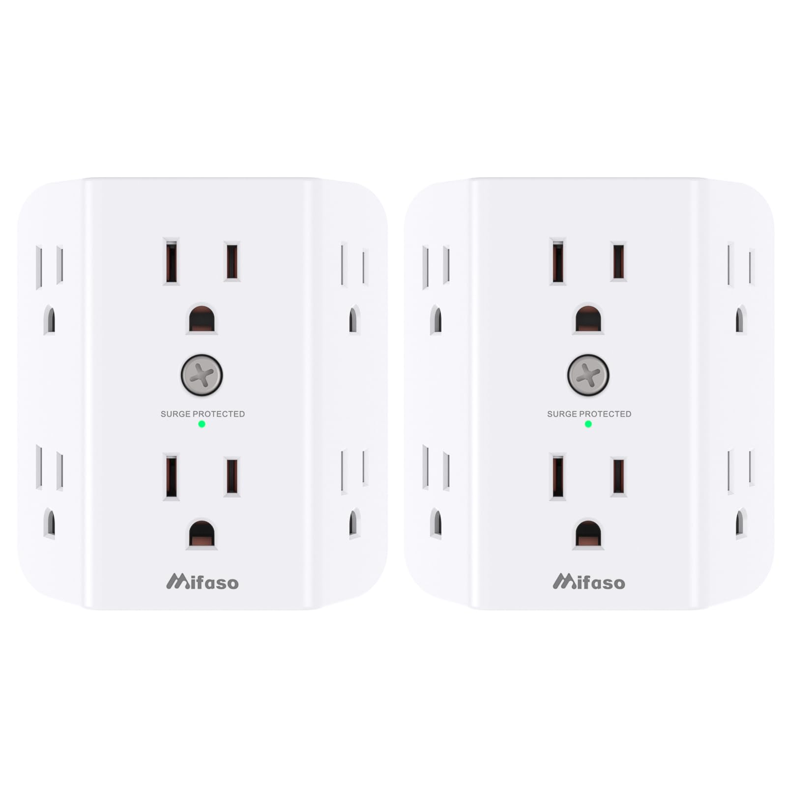 2 Pack Surge Protector Outlet, Outlet Splitter, Multi Plug Wall Outlet With 6 Wall Outlets, Outlet Adapter, Plug Extender, Outle