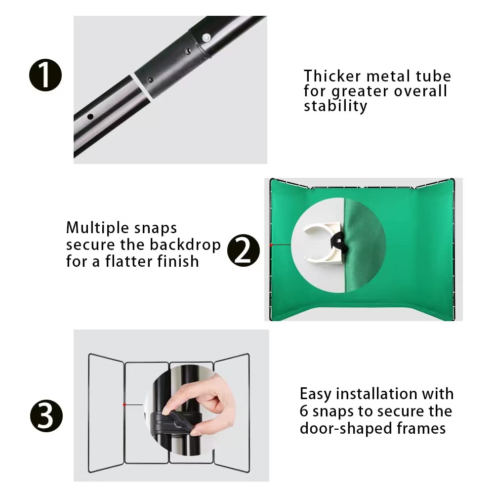 Gskaiwen 7.87Ft X 13.12Ft Portable Large Chromakey Green Screen Backdrop With Stand Photography Background Support System For Ph