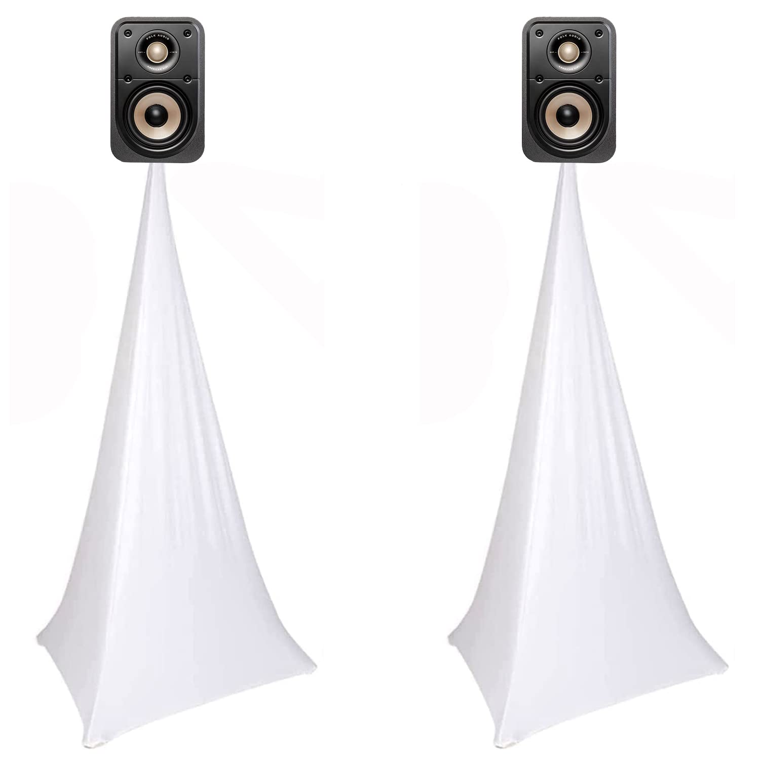 Speaker Stand Cover Tripod Stand Skirt, Dj Speaker Stand Tripod Cover Scrim 360 Degree Coverage (White Two Pack)