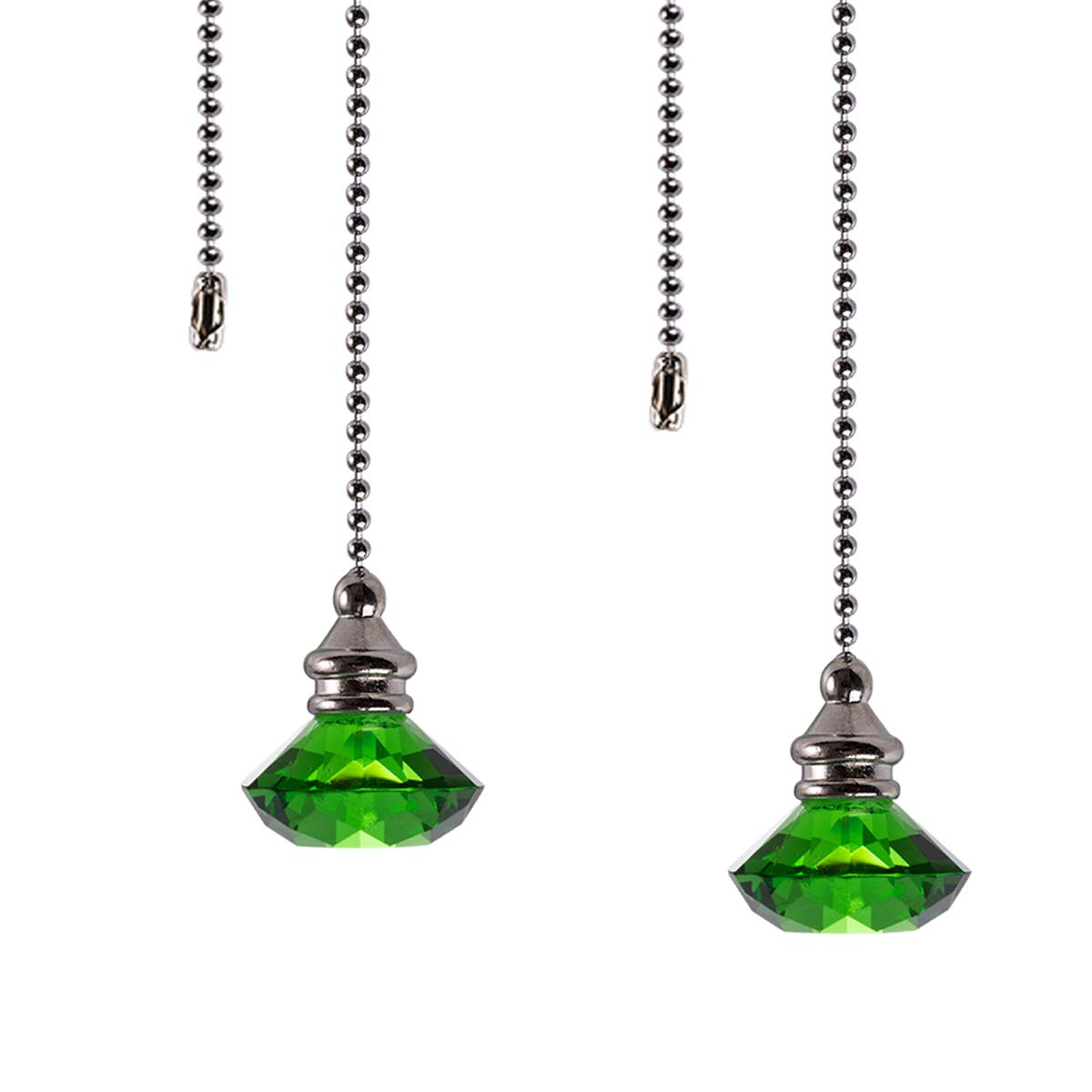 Longsheng Ceiling Fan Pull Chain Set   2 Pieces Green Diamond Fan Pull Chains 20 Inch Ceiling Fan Chain Extender With Chain Conn