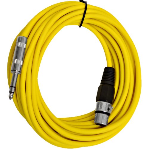 Seismic Audio - Satrxl-F25Yellow - 25 Foot Yellow Xlr Female To 1/4 Inch Trs Patch Cable Snake Cords - Balanced