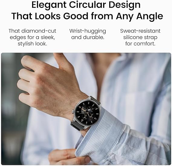 Tozo Amoled S5 Smart Watch (Answer/Make Calls), 1.43' Hd Screen For Men Women 100+ Sport Modes Fitness Watchs With Blood Oxygen/Sleep/Monitor, Ip68 Waterproof, Silicone Strap Black