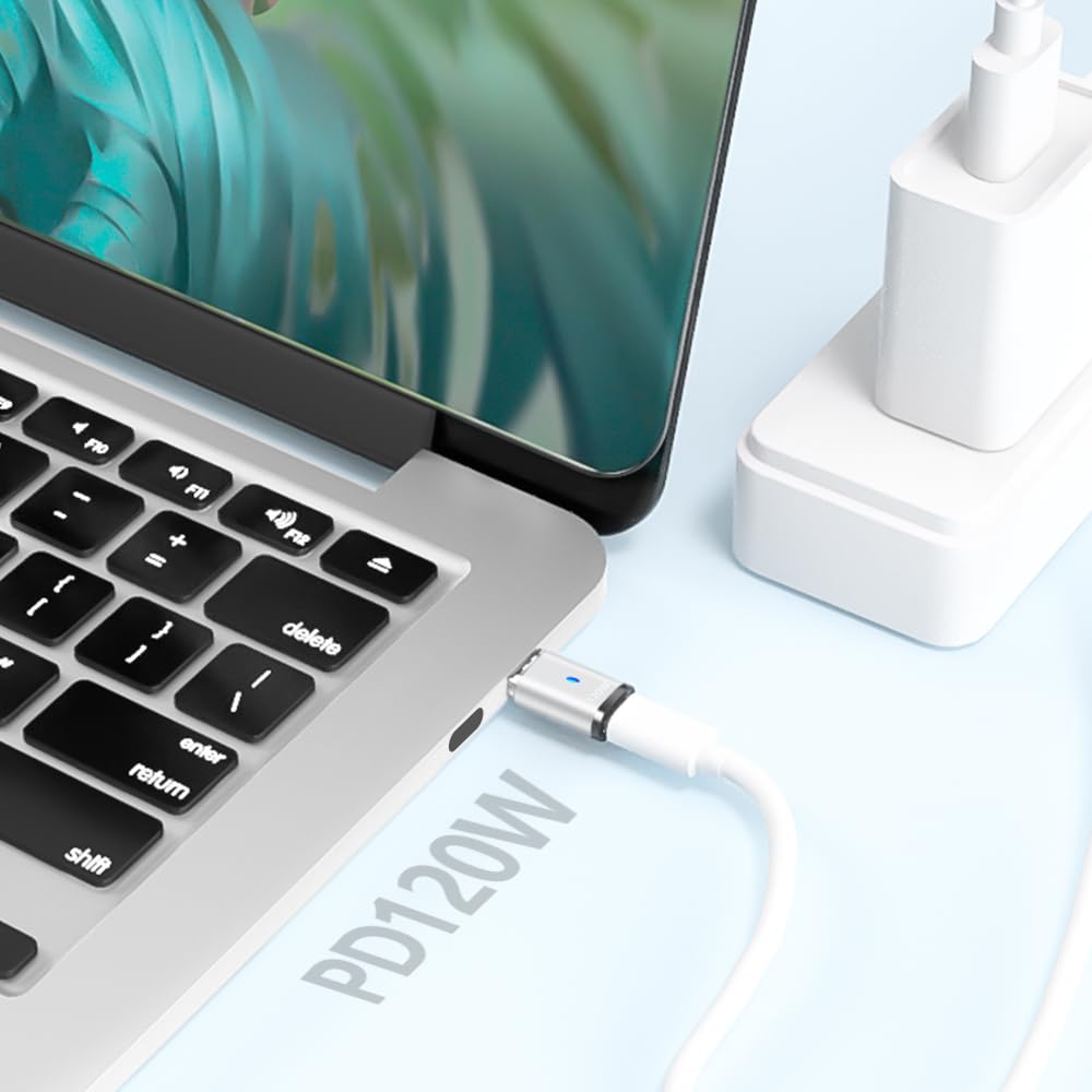 Sheeast Usb C Magnetic Adapter 2 Pack, Usb2.0 Type C Straight Connector 5Pin With Pd 120W Charge And 480Mbps Data Transfer, Comp