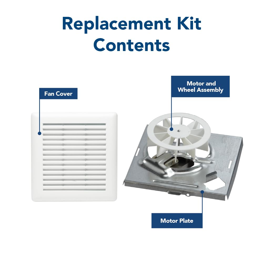 Broan Nutone Genuine Bath Fan Replacement Motor And Cover Kit, 50 Cfm, 4.0 Sones