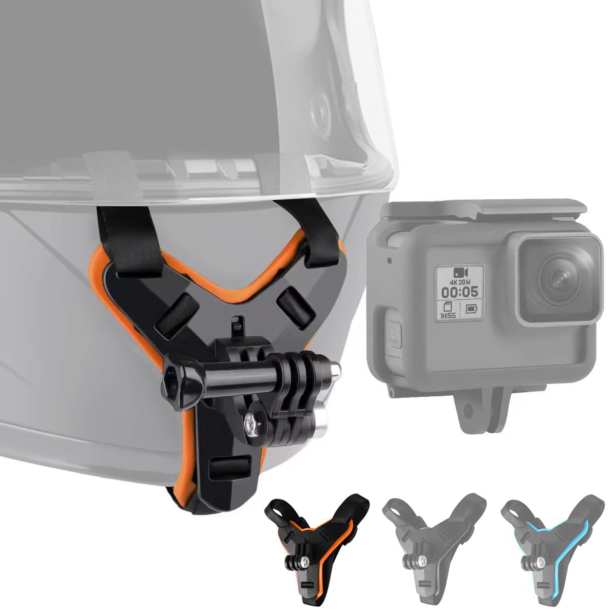 Lupholue Motorcycle Helmet Chin Strap Mount Compatible With Gopro Hero 12, 11, 10, 9, 8, 7, (2018), Hero Black, Insta 360, Sessi