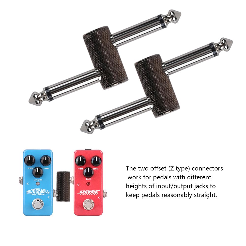 Rayzm Guitar Pedal Patch Connector, 635Mm (14) Effect Pedal To Pedal Coupler, Male To Male Plug Adaptor For Guitar Pedalboard In