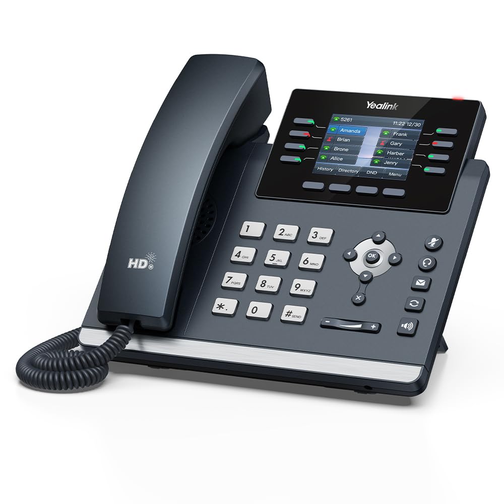 Yealink SIPT44U 130121412 VoIP Accounts. 2.8Inch Color Display, PoE Power Adapter NOT Included, Black
