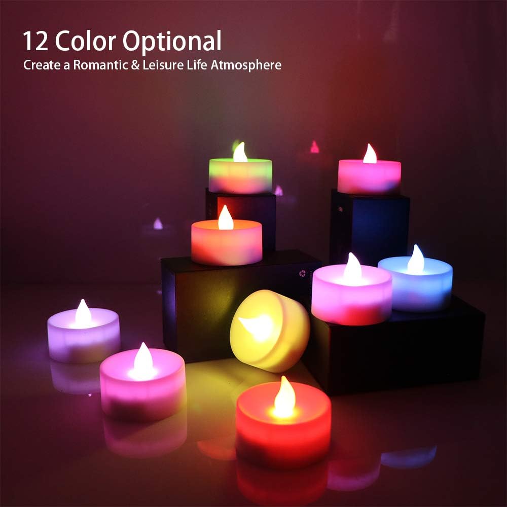 2.2'' Flameless Tea Light, Colorful Christmas Flickering Candles With Remote, Battery Operated Led Candles, Electric Candles For