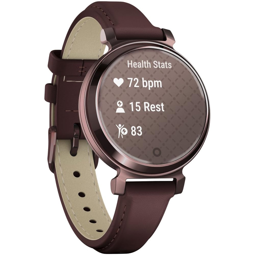 Garmin 010-02839-03 Lily 2 Classic Dark Bronze With Mulberry Leather Band Smartwatch | Official Usa Partner Model | Bundle With