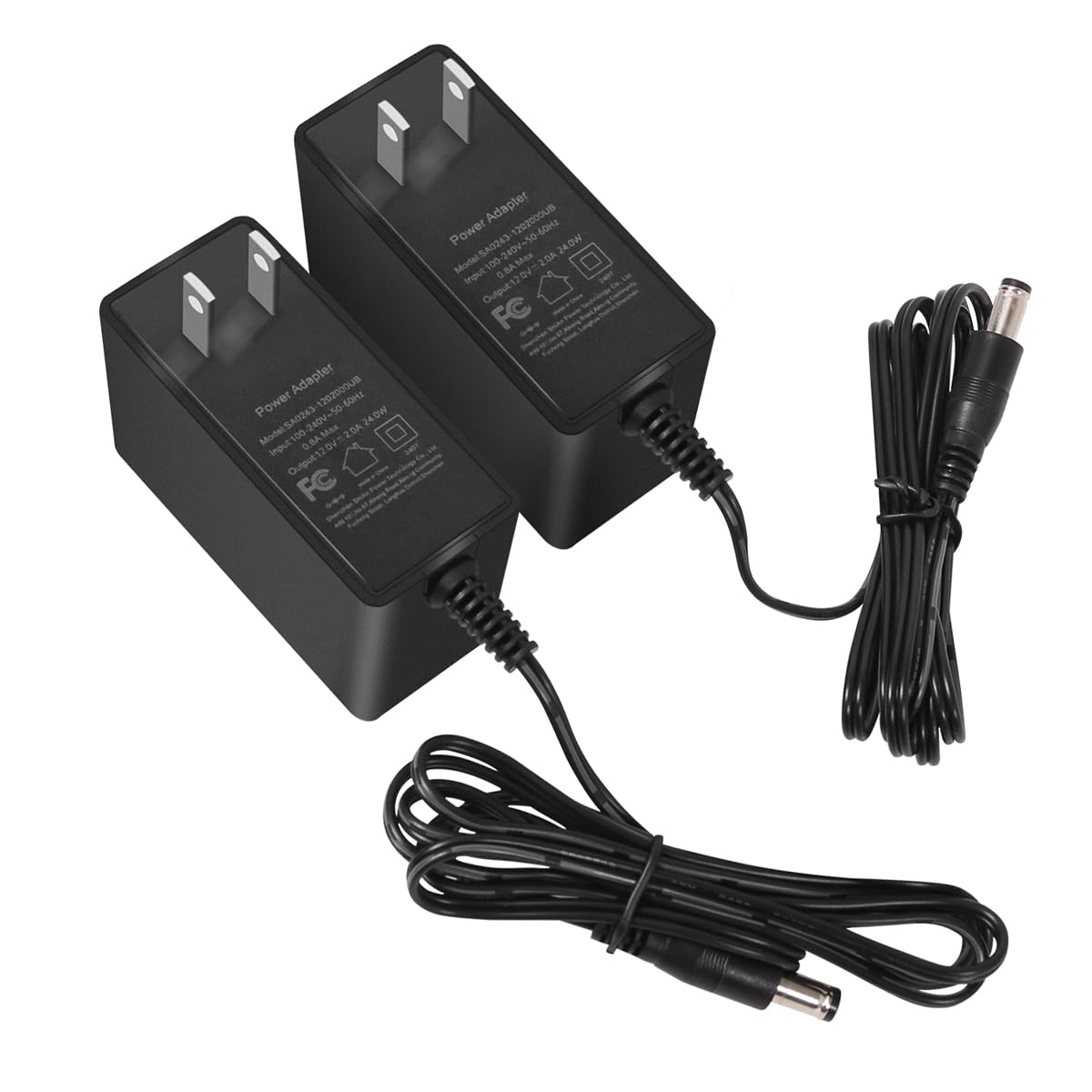 Smotecq 12V 2A Power Supply Ac Adapter 2 Pack, Ac 100 240V To Dc 12 Volt Transformers, 2.1Mm X 5.5Mm Wall Plug