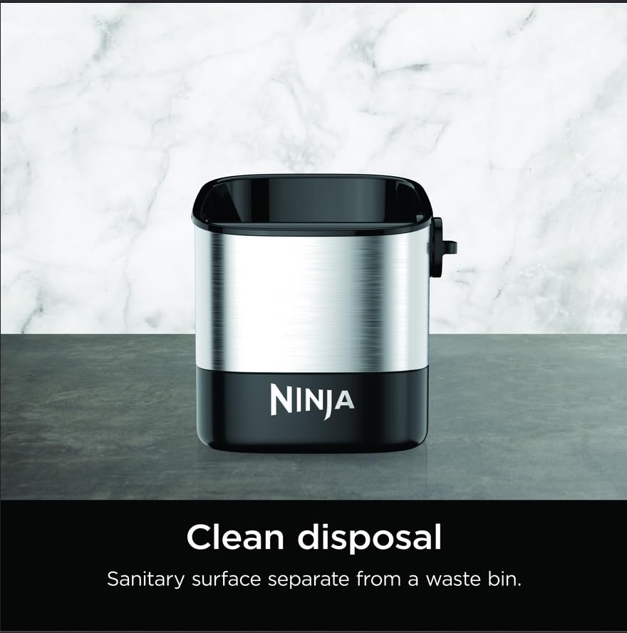 Ninja Luxe Caf   Knock Box, Accessories For Espresso Machine, Easy & Mess-Free Puck Disposal, Coffee & Espresso Grounds, Non-Sli