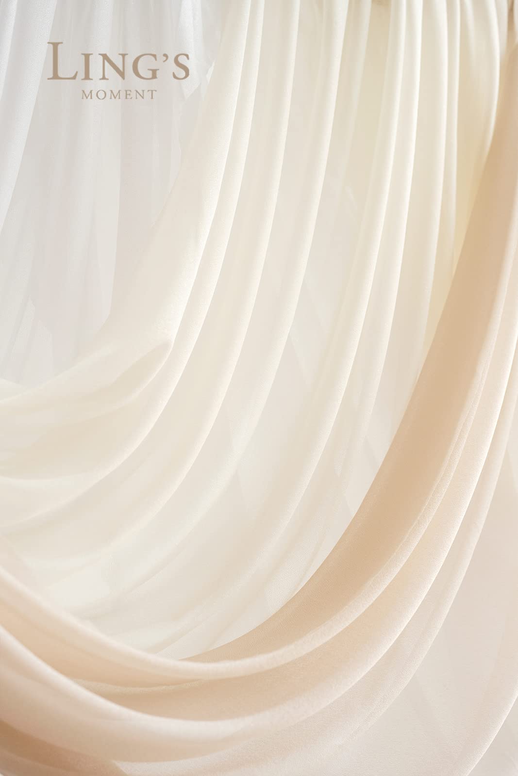 Ling'S Moment Easy Hanging Wedding Arch Chiffon Drape 3 Panels Beige 26.5Ft X 30'' W White Fabric For Wedding Ceremony Reception