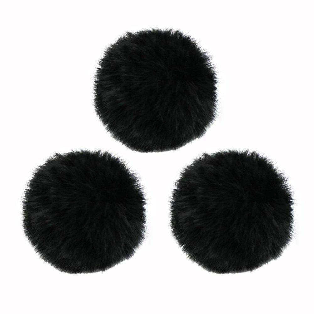 Lavalier Wind Muff 3 Pack Lapel Microphone Wind Muff 0.2/0.4 Inch Furry Lav Windscreen Windproof Wind Screen (0.4Inch, Black)