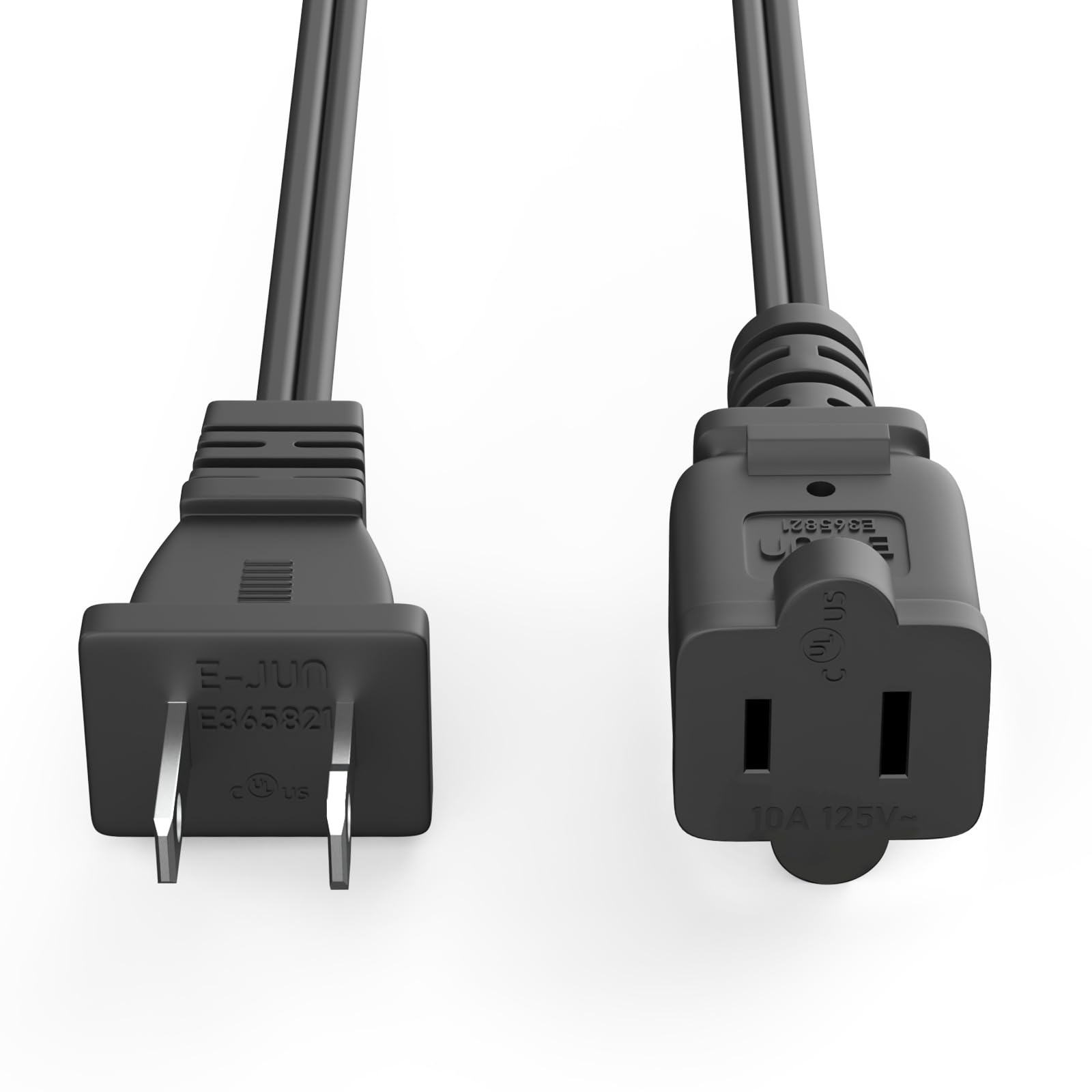 Extension Cord 6 Feet Us 2 Prong Extension Cord 2 Outlet Black Extension Cord Cable 125V 10A Male To Female Power Cord For Nema