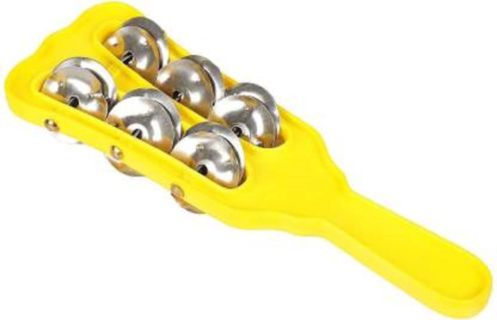 Nextomart Hand Percussion Cymbals Jhika Khanjari Plastic Handel Junjuna 3 Line Steel Jingle Set Indian Musical Instrument (Multi