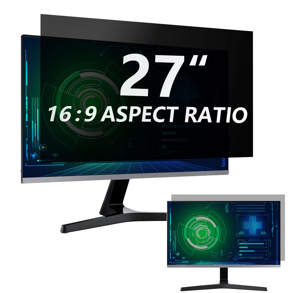 [3 Pack] Computer Privacy Screen 27 Inch For 16:9 Widescreen Monitor, Removable Eye Protection Anti Glare Blue Light Computer Sc