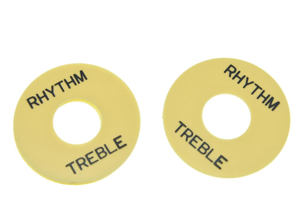 Dopro 2Pcs Cream With Black Letter Lp Guitar Toggle Switch Washer Plate Rhythm Treble Ring For Les Paul