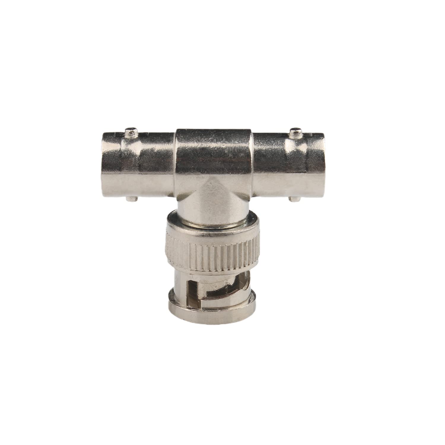 Fanbalunke BNC Triple Tee T Splitter Adapter Male to 2 Female Coax Connector Silver (7 Pcs)