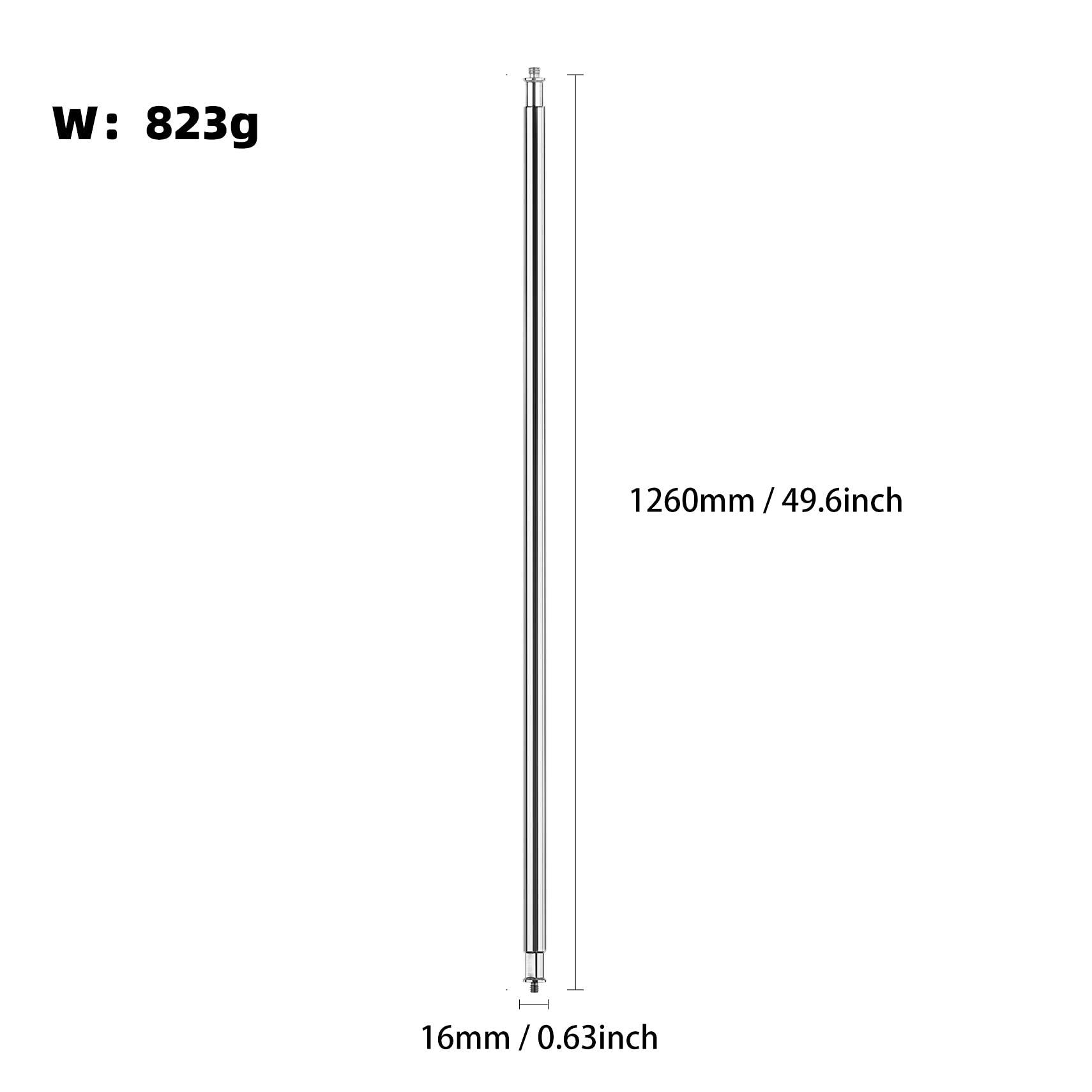 Selens 49 Inch Extension Grip Crossbar Arm With 1/4'' & 3/8'' Screw Thread For C Stand Reflector Flags And Other Studio Video Ph