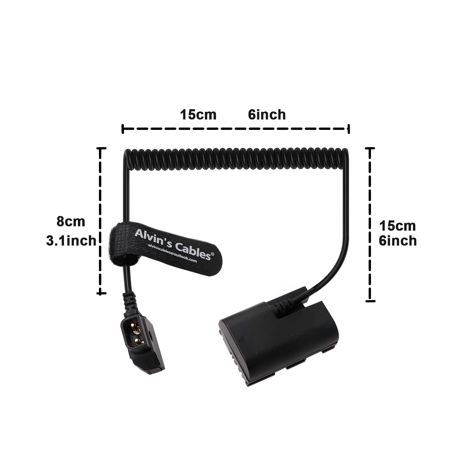 E6 Dummy Battery To D Tap Coiled Cable For Canon R5C Alvin'S Cables