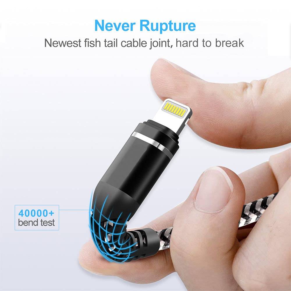 UYOUNG 6ft Nylon Braided iPhone Charger Cable, 3 Pack Fast Charging Compatible with iPhone 14/13/12/11/X/XS/XR/8/7/