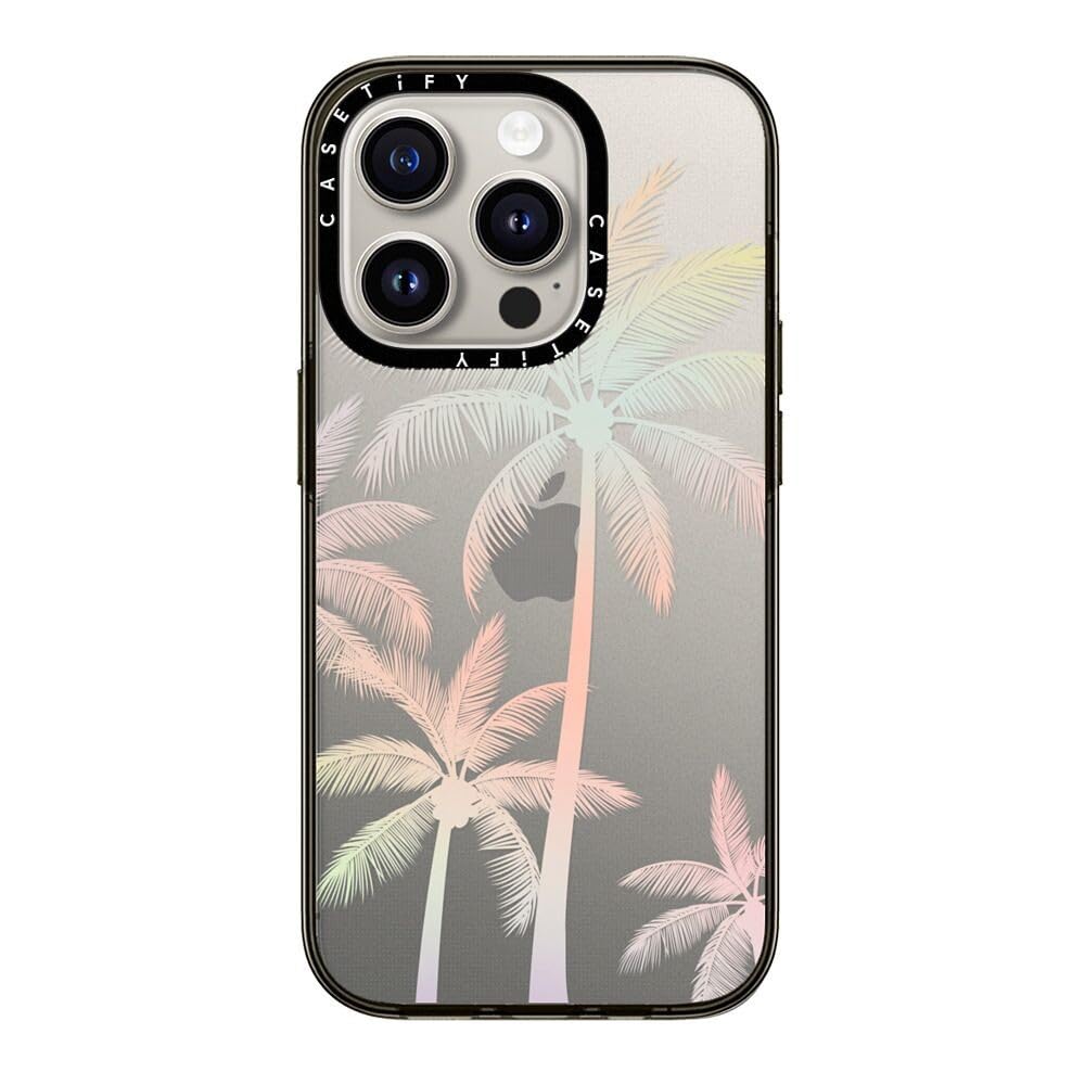 Casetify Compact Case For Iphone 15 Pro [2X Military Grade Drop Tested / 4Ft Drop Protection]   Modern Tropical Palm Tree   Clea