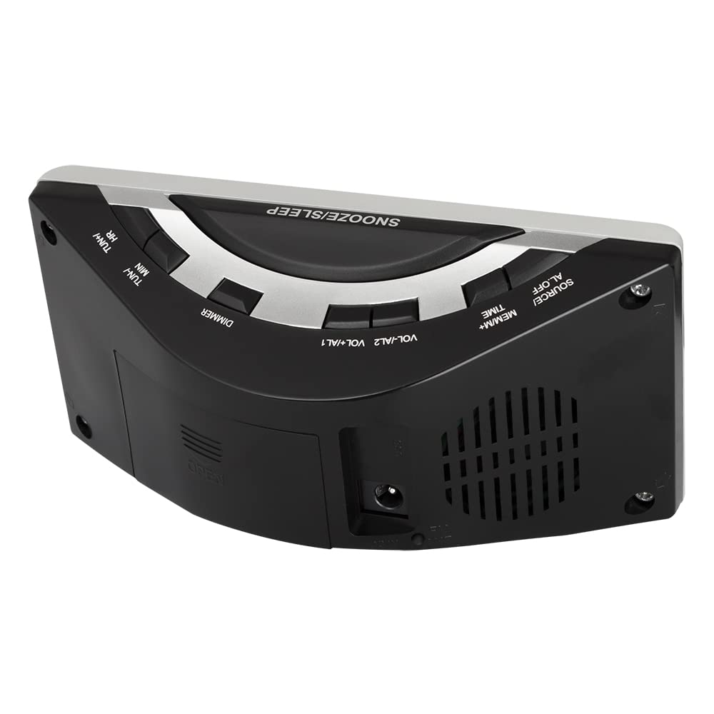 Hannlomax Hx 148Cr Alarm Clock Radio, Pll Fm Radio, Dual Alarm, 1.4'' Green Led Display, Usb Port For 2.1A Charging, Ac Power On