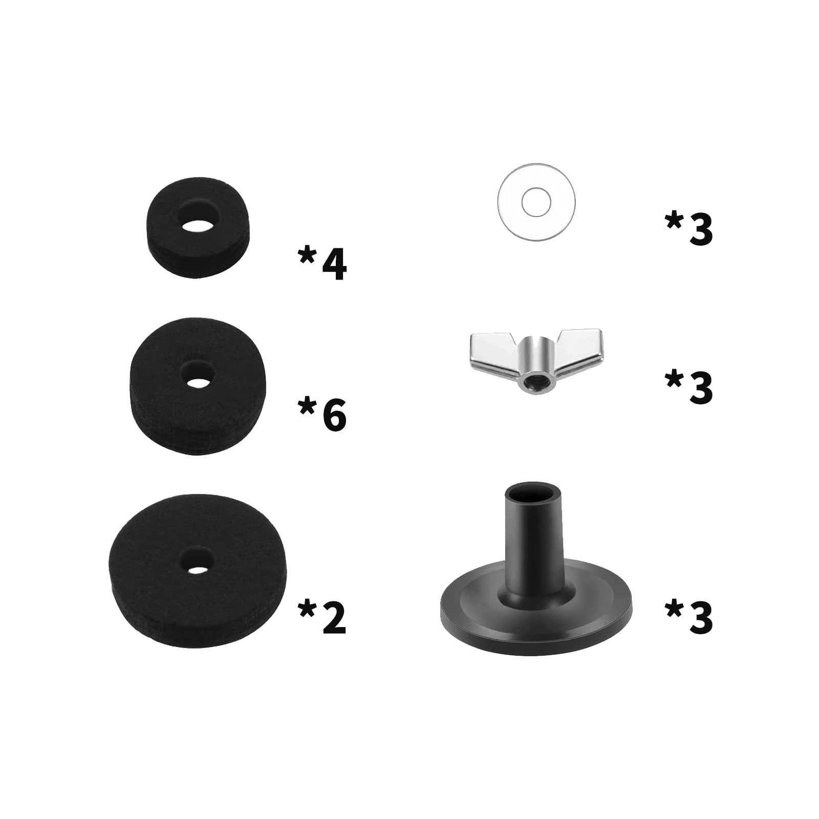 Cheerock 21 Pcs Cymbals Replacement Accessories Cymbal Stand Felts Hi Hat Clutch Felt Cup With Sleeves, Base Wing Nuts And Washe