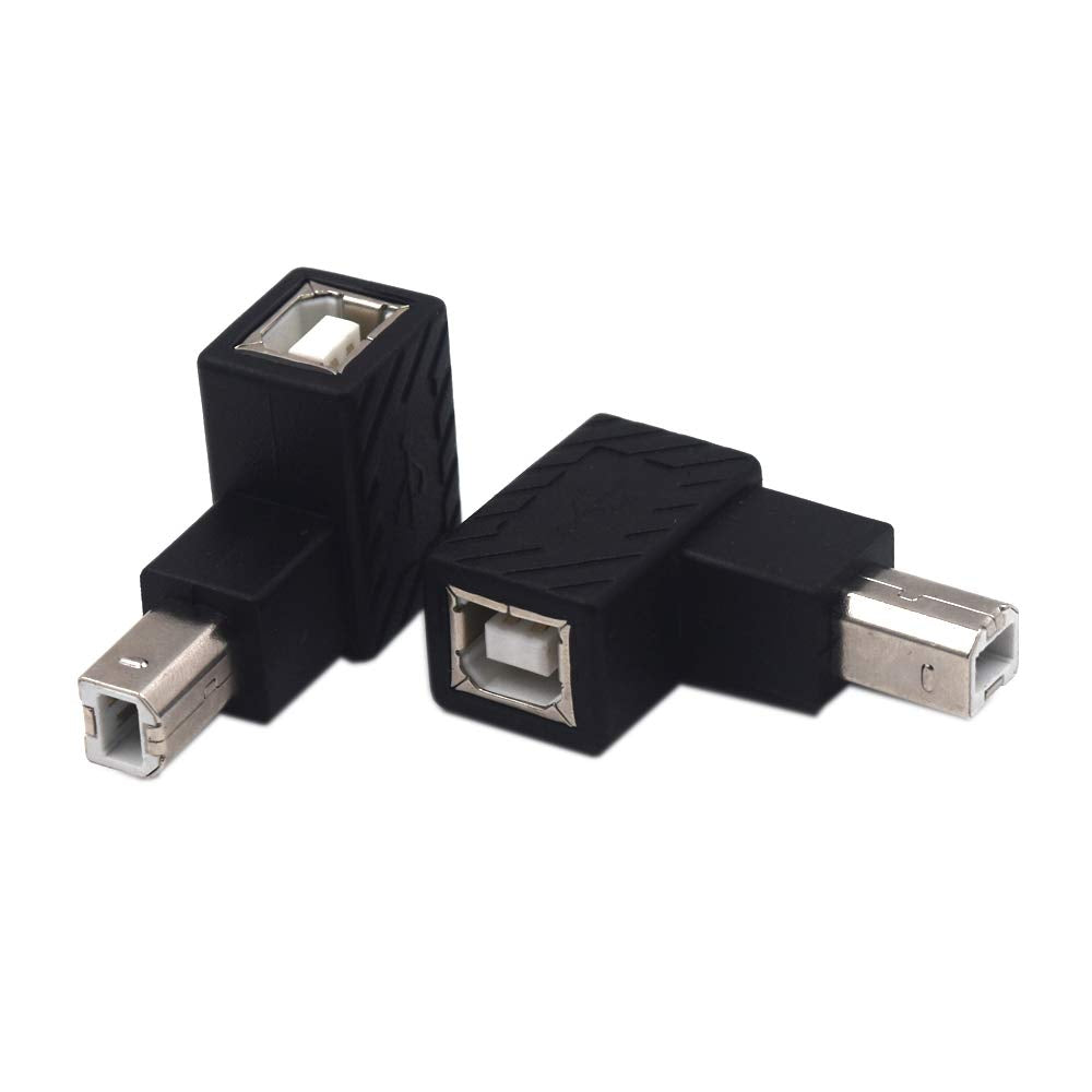 Kework 2 Pack Usb Type B 2.0 Extender, 90 Degree Left Angle Usb B Male To Female Printing And Data Transferring Extension Adapter Connector For Printer Scanner Hdd (Usb B & Left)