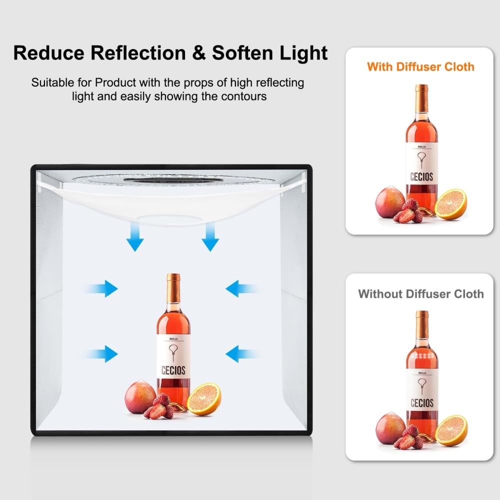 20''/50Cm Photo Light Box,Puluz Large Photo Studio Light Box For Product Photography Portable Photography Tent Studio Profession